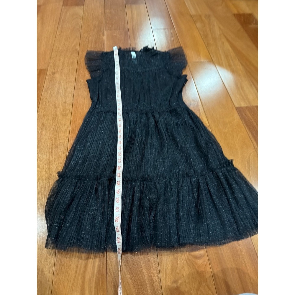 NWT All Saints Perri Metallic Black Tulle Mini Dress Sleeveless Women's size 8 - Picture 9 of 12
